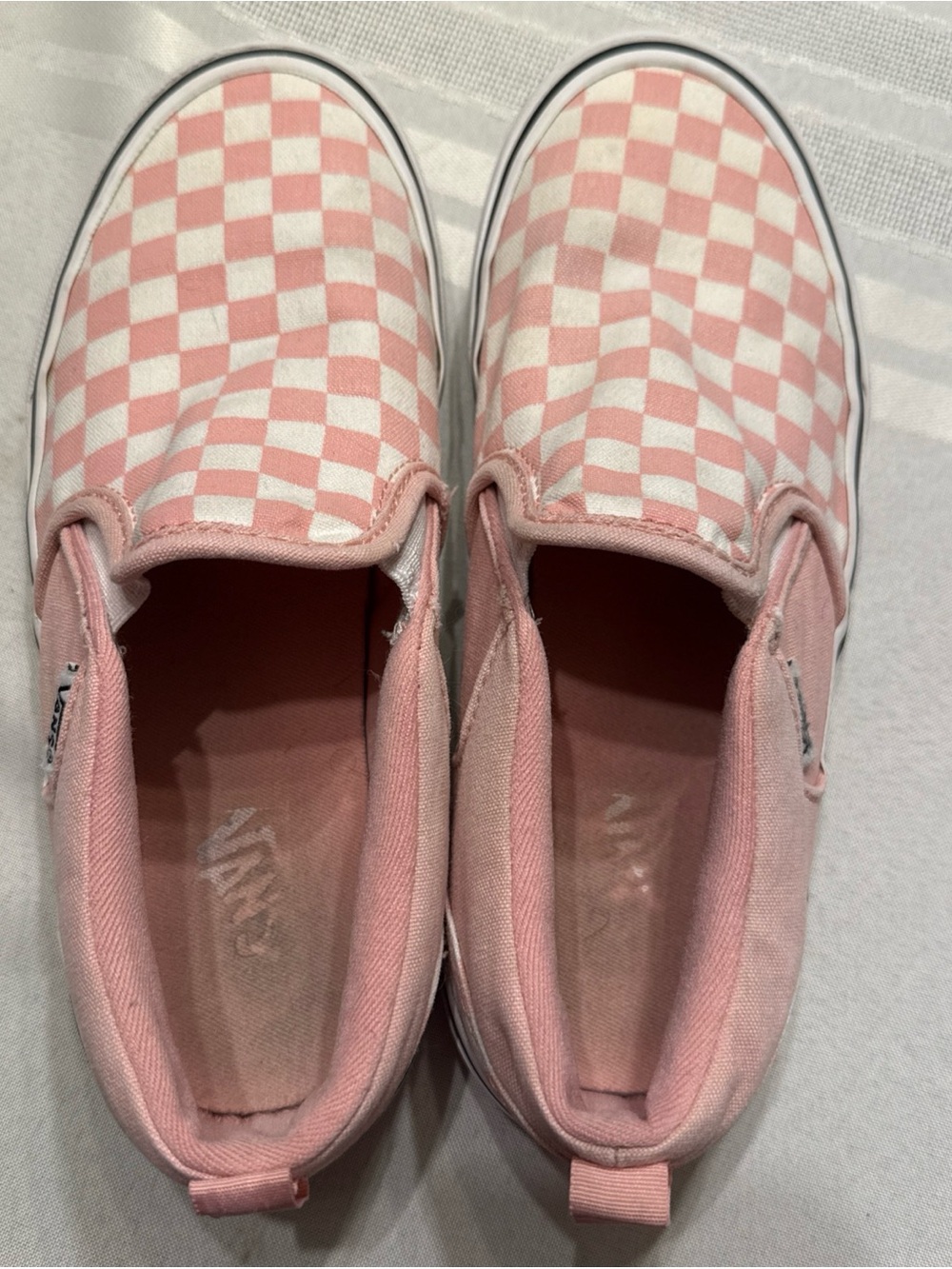 Vans Kids Slip-On Checkerboard Shoes - Pink/White size 4